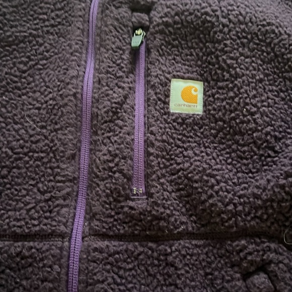CARHARTT Deep Purple Plum Zip Up JACKET Coat Fleece MEDIUM - Picture 3 of 6